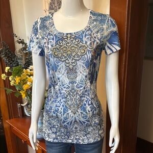 NWT Style&Co size small Blue Patterned Women's Top